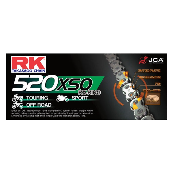 RK EXCEL Chain - 520XSO Road & Off-Road X'ring Chain-003253-RKexcel-Elevate