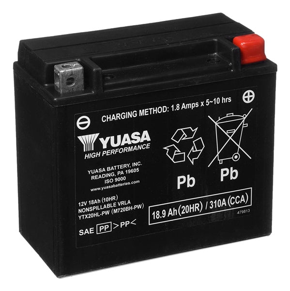 Yuasa Battery Maintenance Free AGM Factory Activated YTX20HL-PW-010927-Yuasa-Elevate