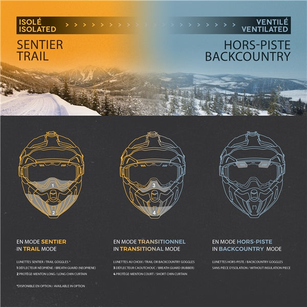 CKX Casque hors-piste Titan Air Flow, hiver solide - Lunettes 210° incluses