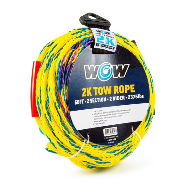 WOW 60' Tow 2-rider 2K tow rope with 2 sections Tow rope