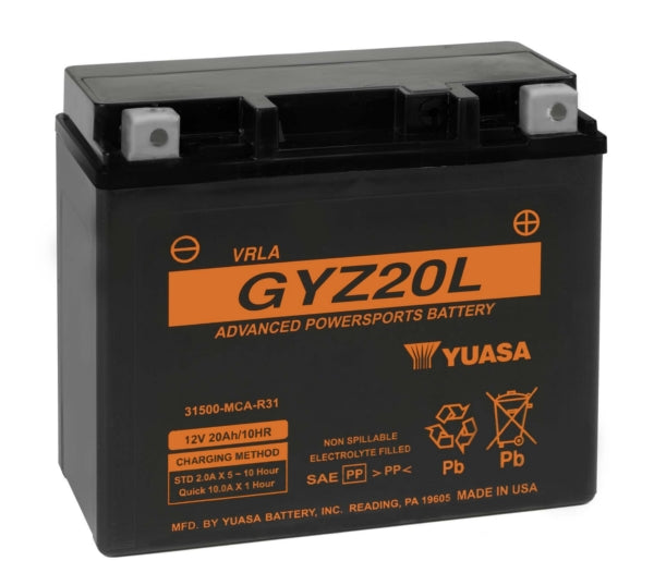 Batterie Yuasa sans entretien AGM activée en usine GYZ20L