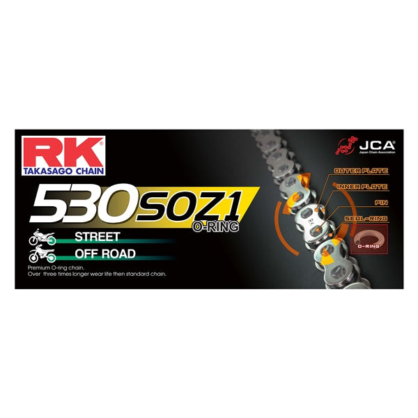 RK EXCEL Chain - 530XSOZ1 Road & Off-Road X'ring Chain