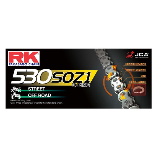 RK EXCEL Chain - 530XSOZ1 Road & Off-Road X'ring Chain