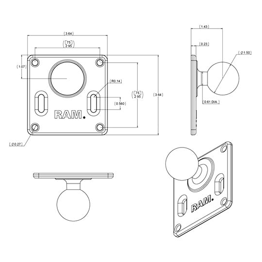 RAM MOUNT Base Vesa avec boule