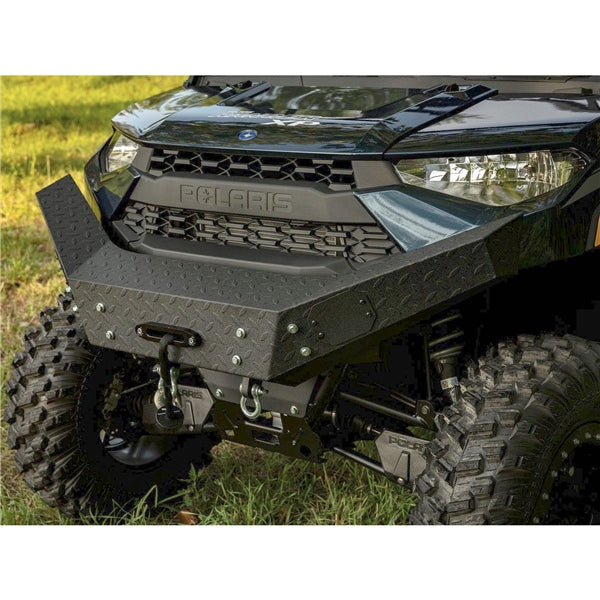 Pare-chocs avant Super ATV Winch Ready - Acier, texture diamant - Compatible avec Polaris