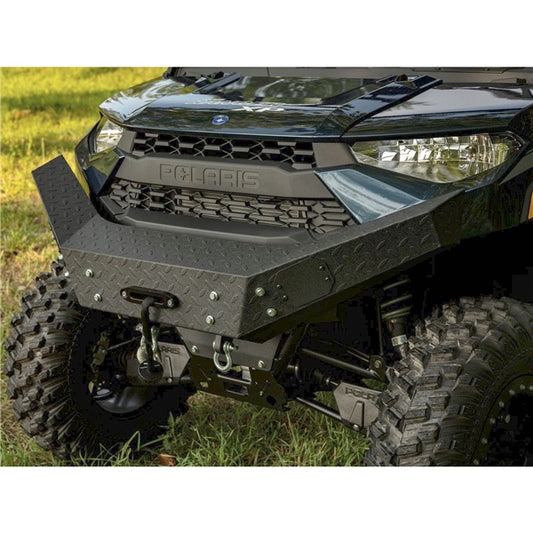 Pare-chocs avant Super ATV Winch Ready - Acier, texture diamant - Compatible avec Polaris